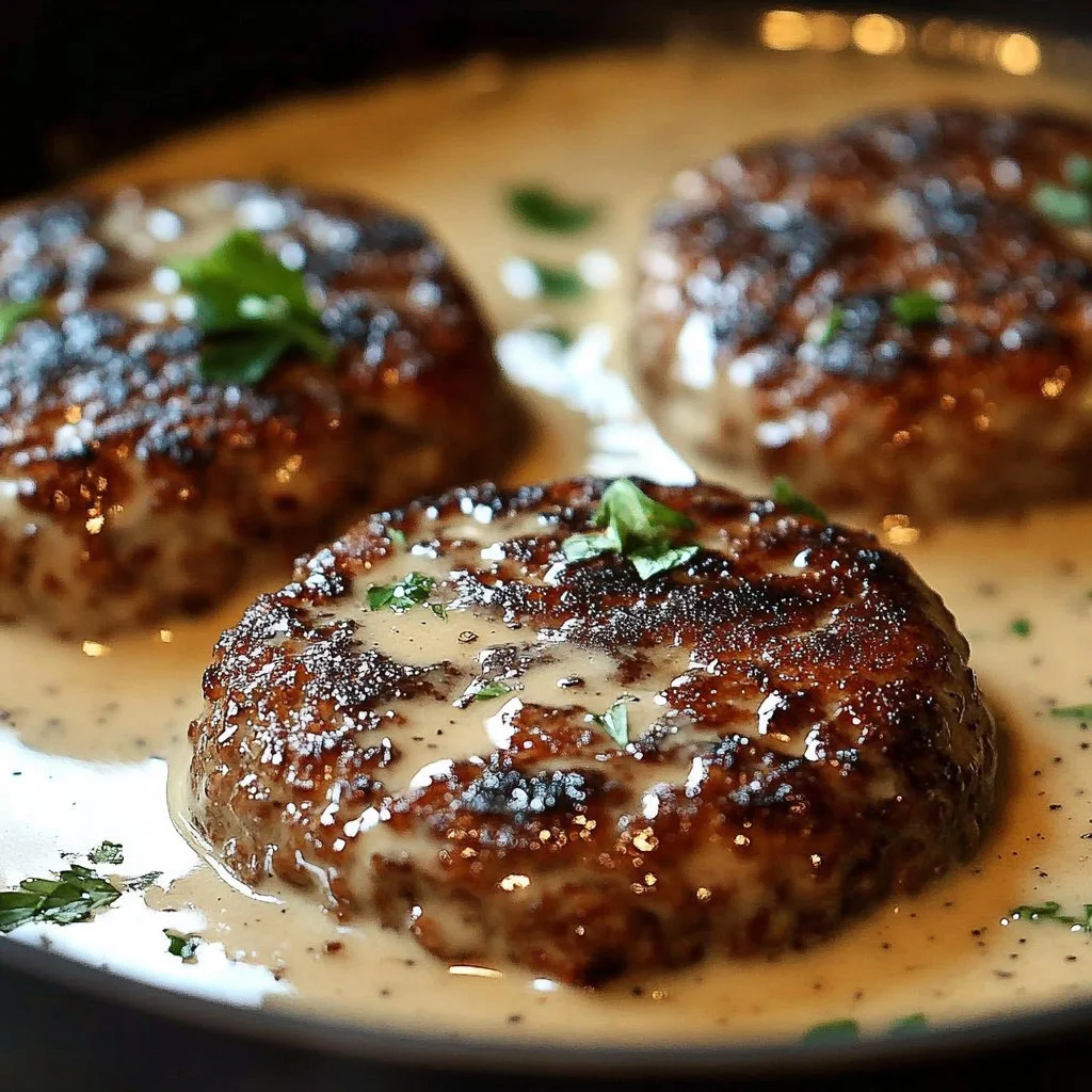Amish Hamburger Steak Bake 2 Amish Hamburger Steak Bake served with sides in a rustic setting.