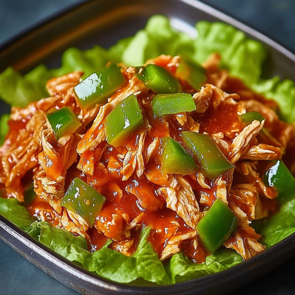 Buffalo Chicken Lettuce Wraps with sauce and vegetables