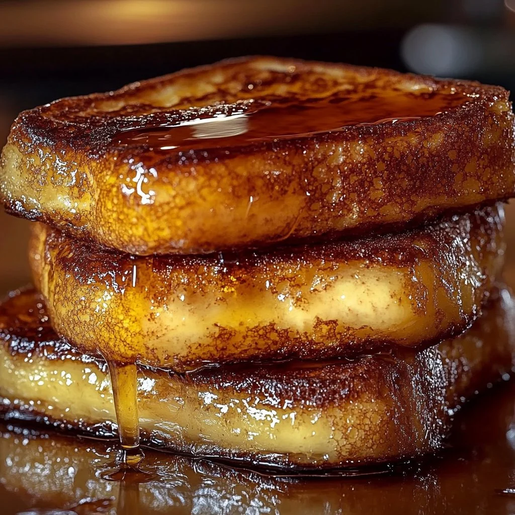 Burnt Cream French Toast served with caramelized sugar and fresh berries on a plate.