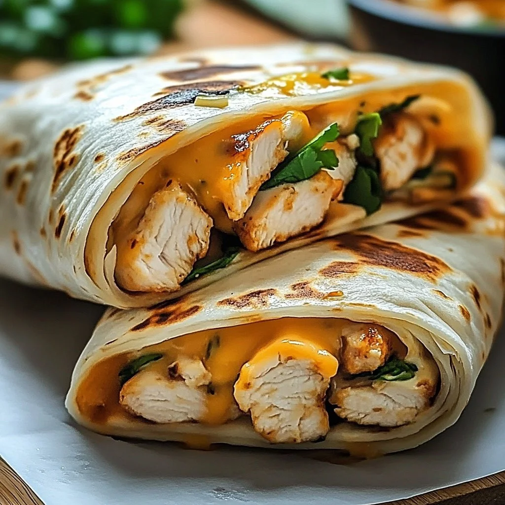 Cheesy Garlic Chicken Wraps