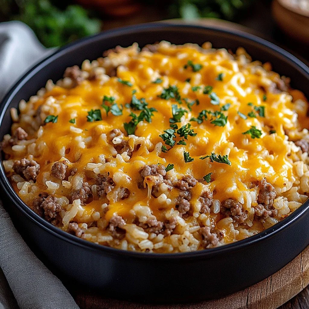 Cheesy Hamburger Rice Casserole