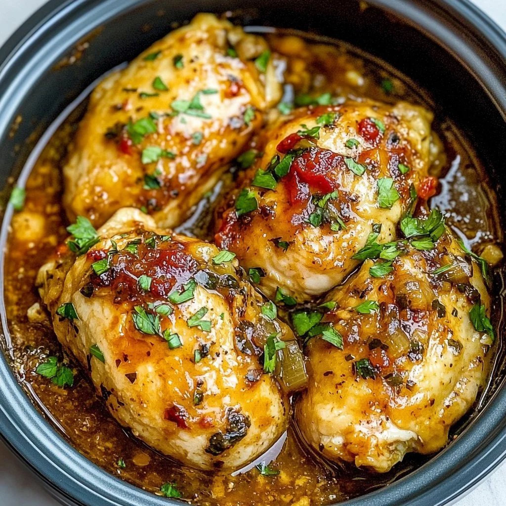 Crock Pot Marry Me Chicken dish served with creamy sauce and herbs
