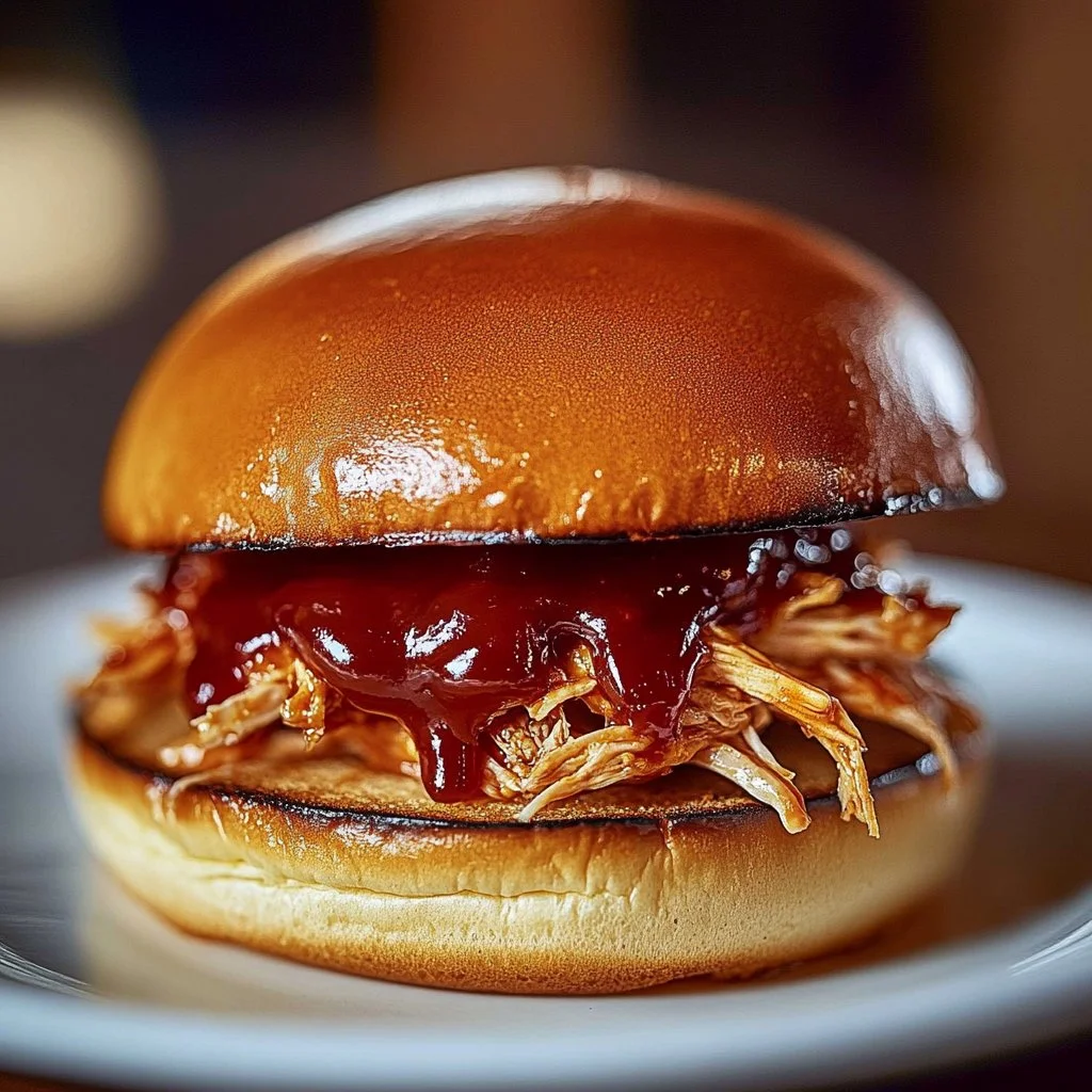 Delicious crockpot BBQ chicken served with sides on a wooden table