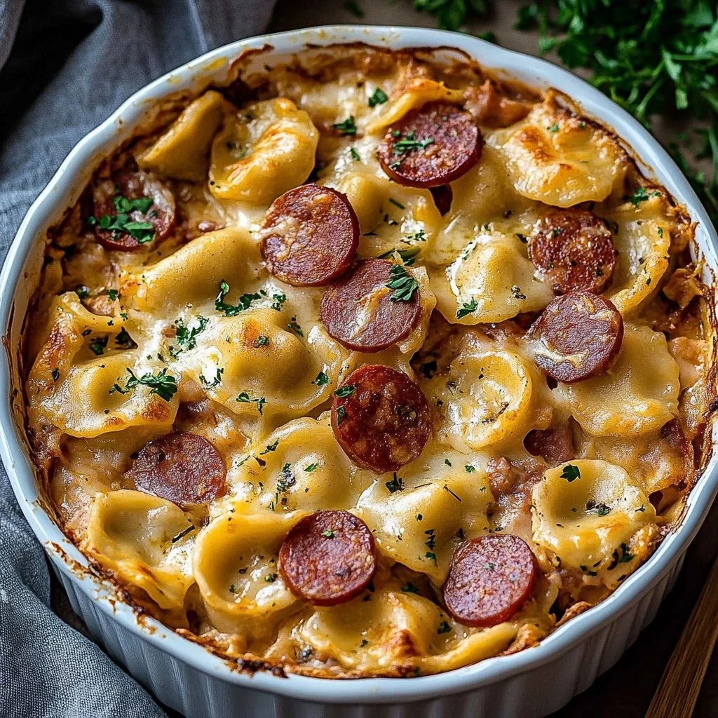 Crockpot Pierogi Casserole with Kielbasa