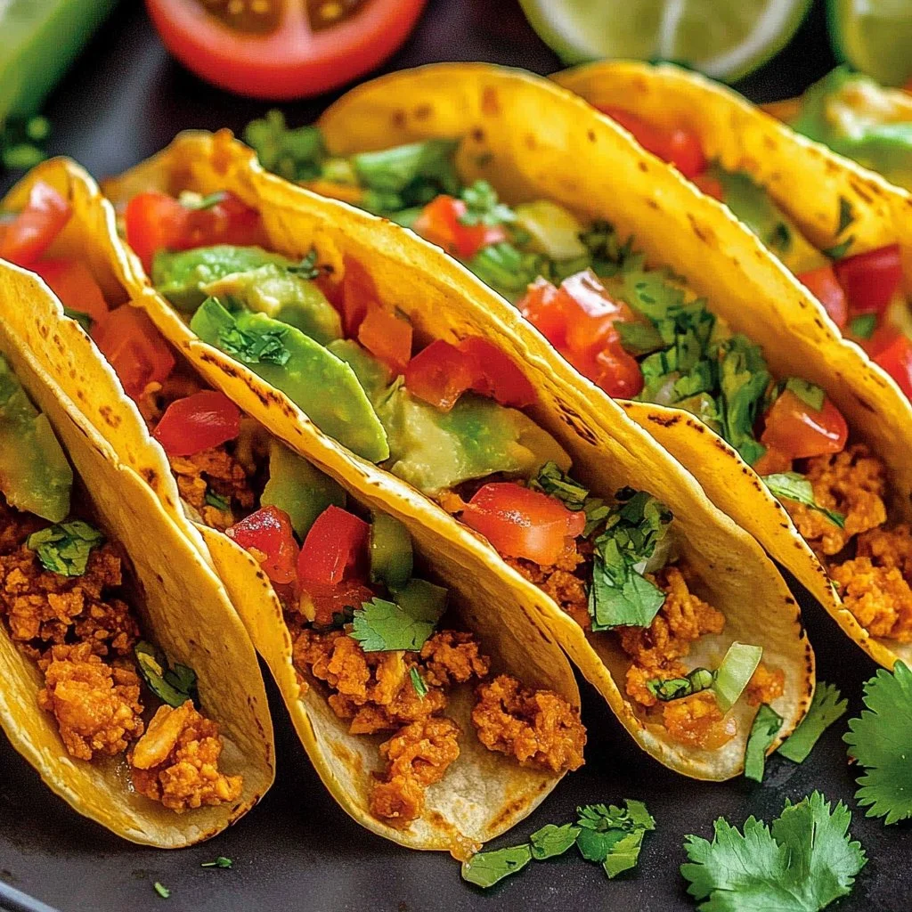 Oven-baked cheesy tacos fresh out of the oven, topped with cheese and toppings.