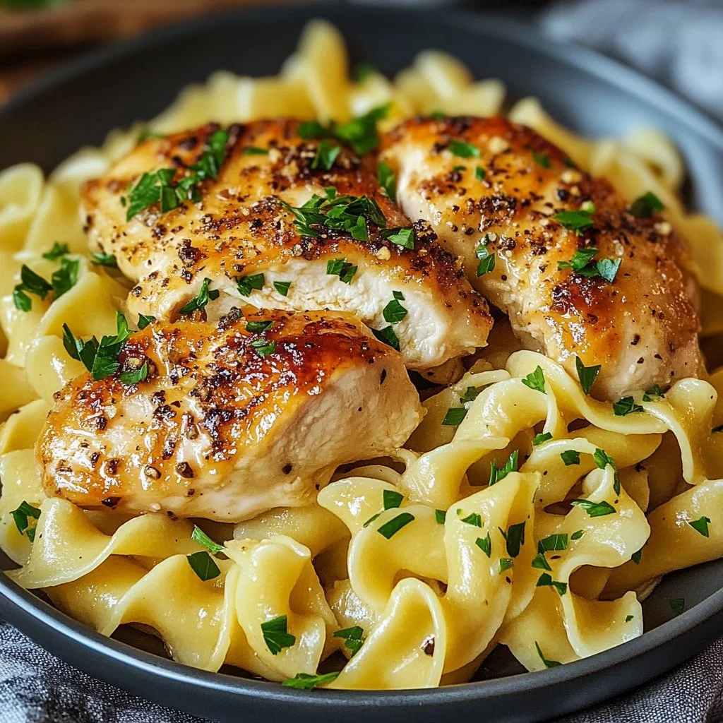 Pan Seared Chicken with Buttered Noodles