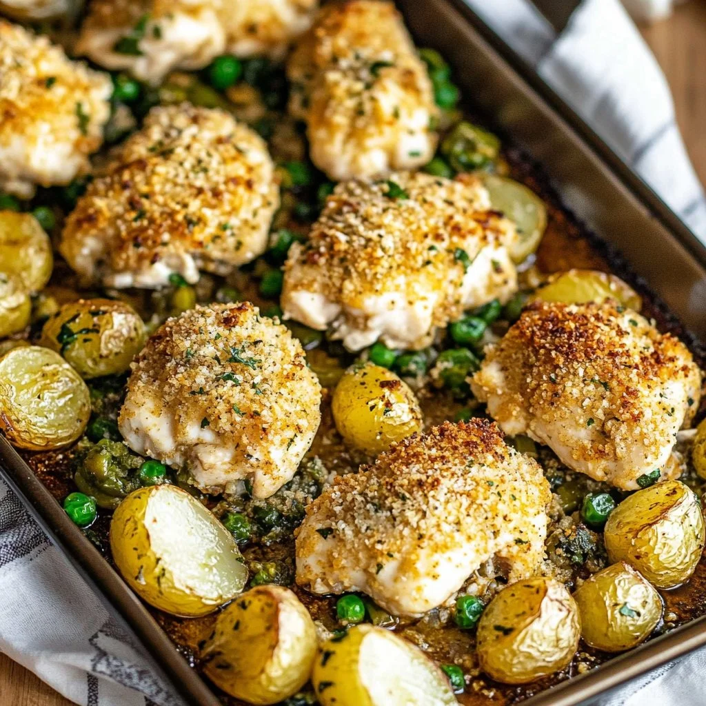 Parmesan Crusted Chicken Sheet Pan Dinner