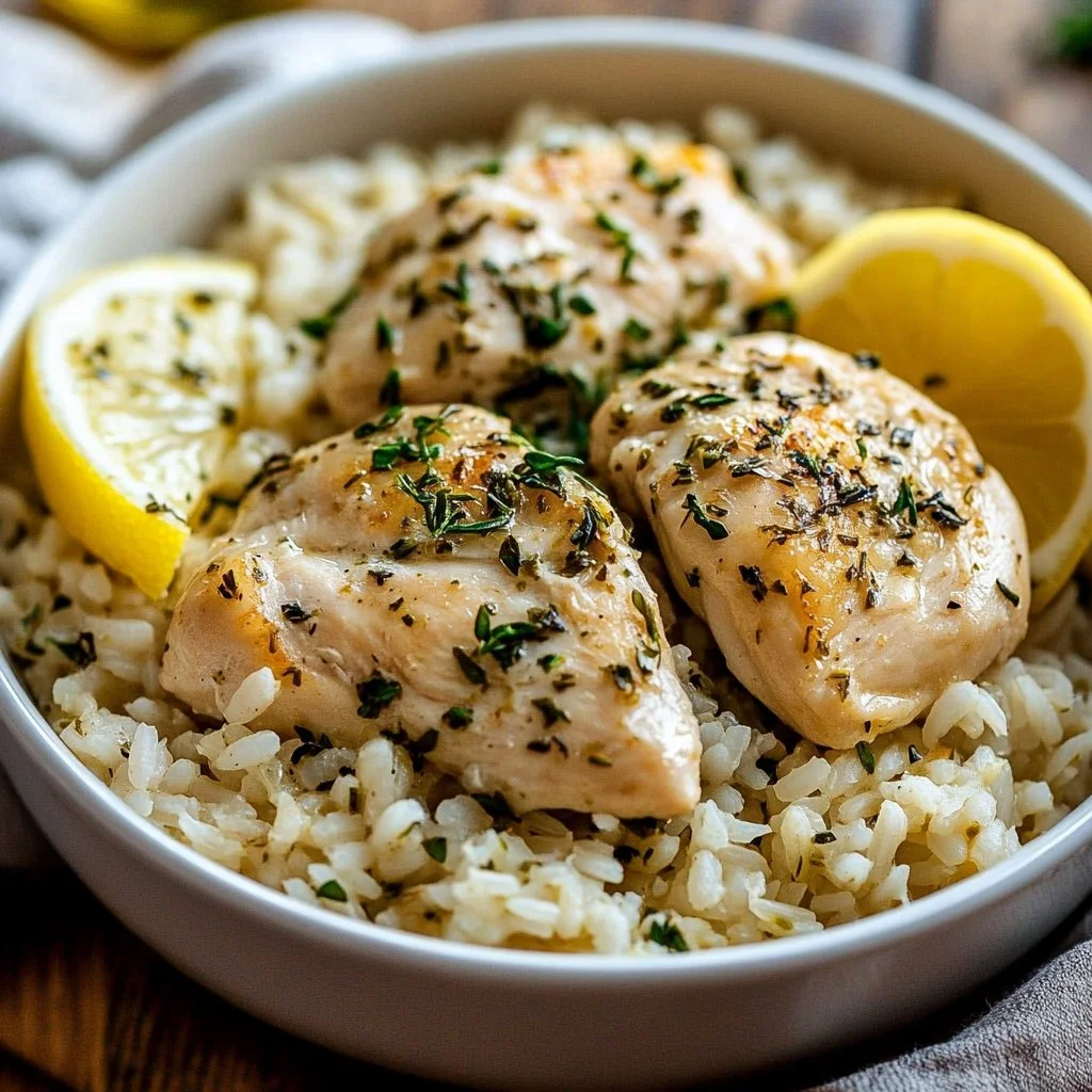 Slow Cooker Lemon Herb Chicken and Rice