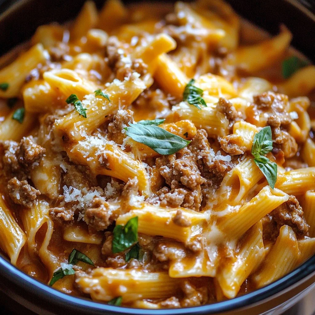 Delicious Slow Cooker Million Dollar Pasta with cheese and herbs