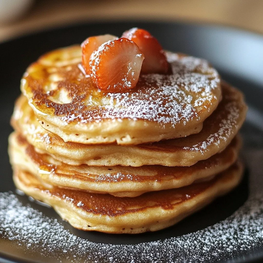 Delicious churro pancakes drizzled with chocolate and sprinkled with cinnamon sugar.
