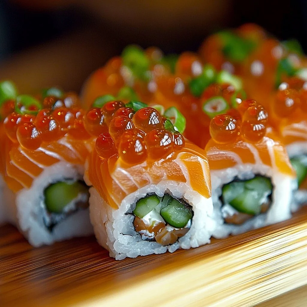 Delicious Spicy Salmon Sushi Bake topped with ingredients for a satisfying meal