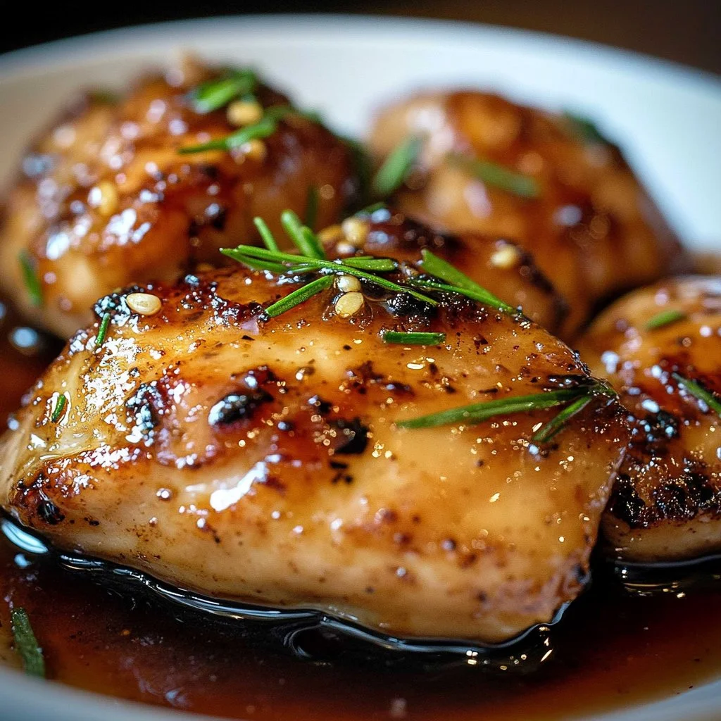 Delicious Brown Sugar Garlic Chicken served with steaming vegetables