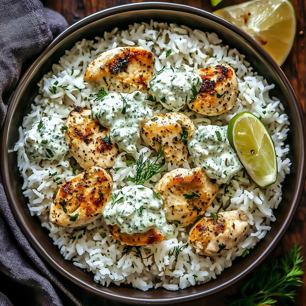 Dump and Bake Chicken Tzatziki Rice
