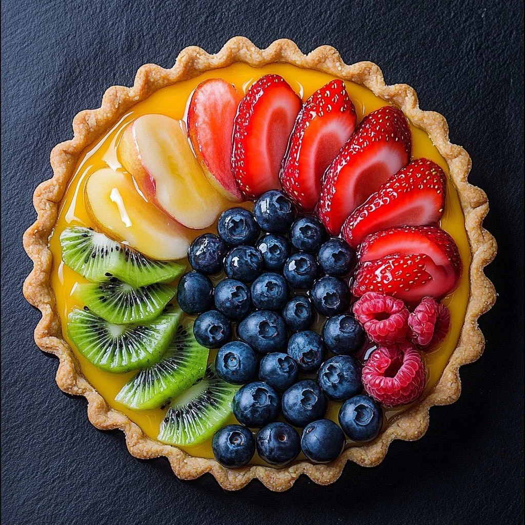 Delicious homemade Fruit Pizza topped with fresh fruits and creamy frosting