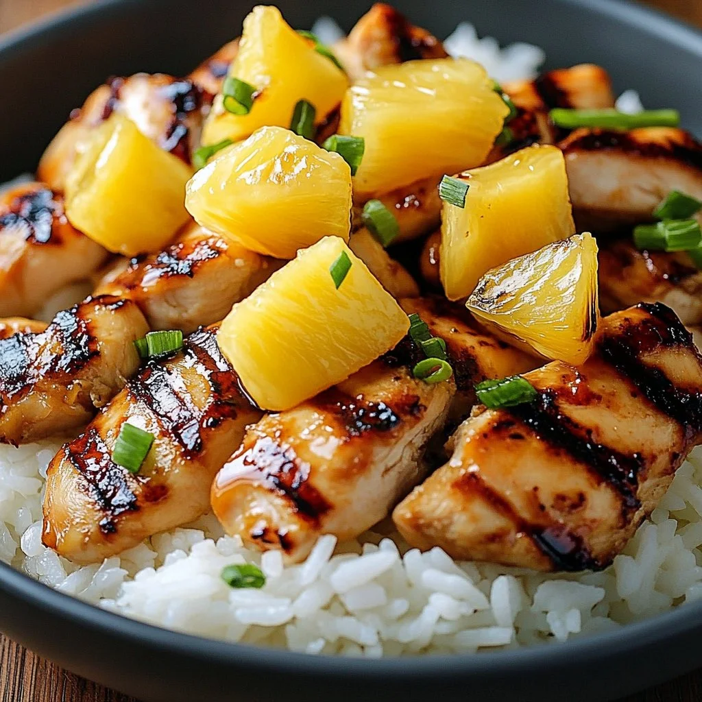 Delicious Hawaiian Chicken with Pineapple served with Coconut Rice