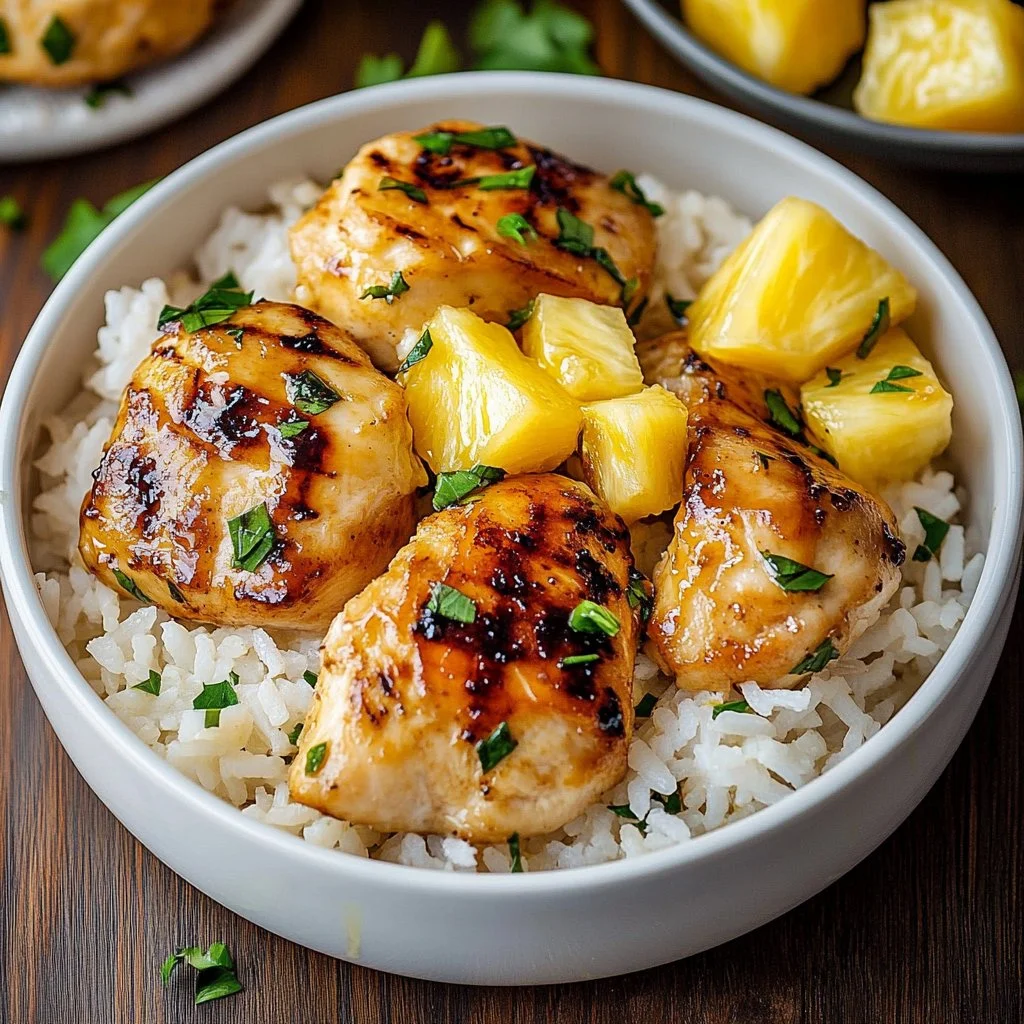 Hawaiian Chicken with Pineapple and Coconut Rice