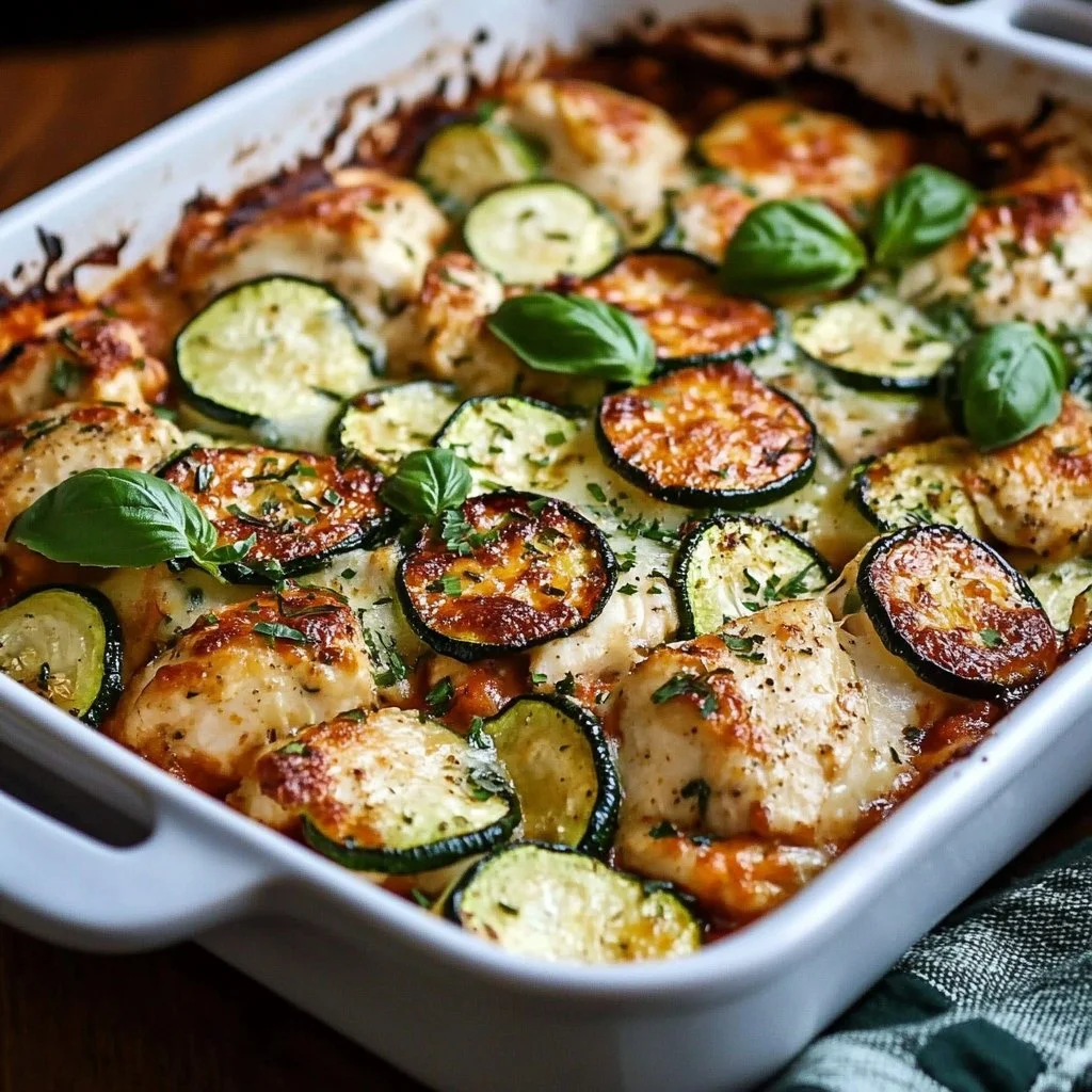 Mediterranean Chicken Zucchini Bake