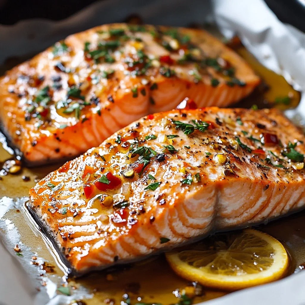 Delicious oven-baked salmon served with vegetables on a plate