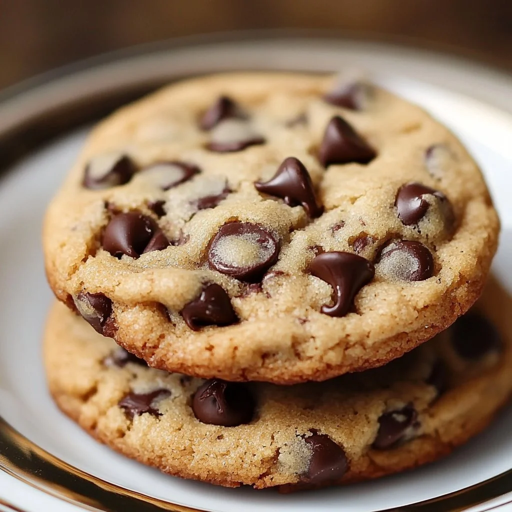 Freshly baked soft chocolate chip cookies on a plate