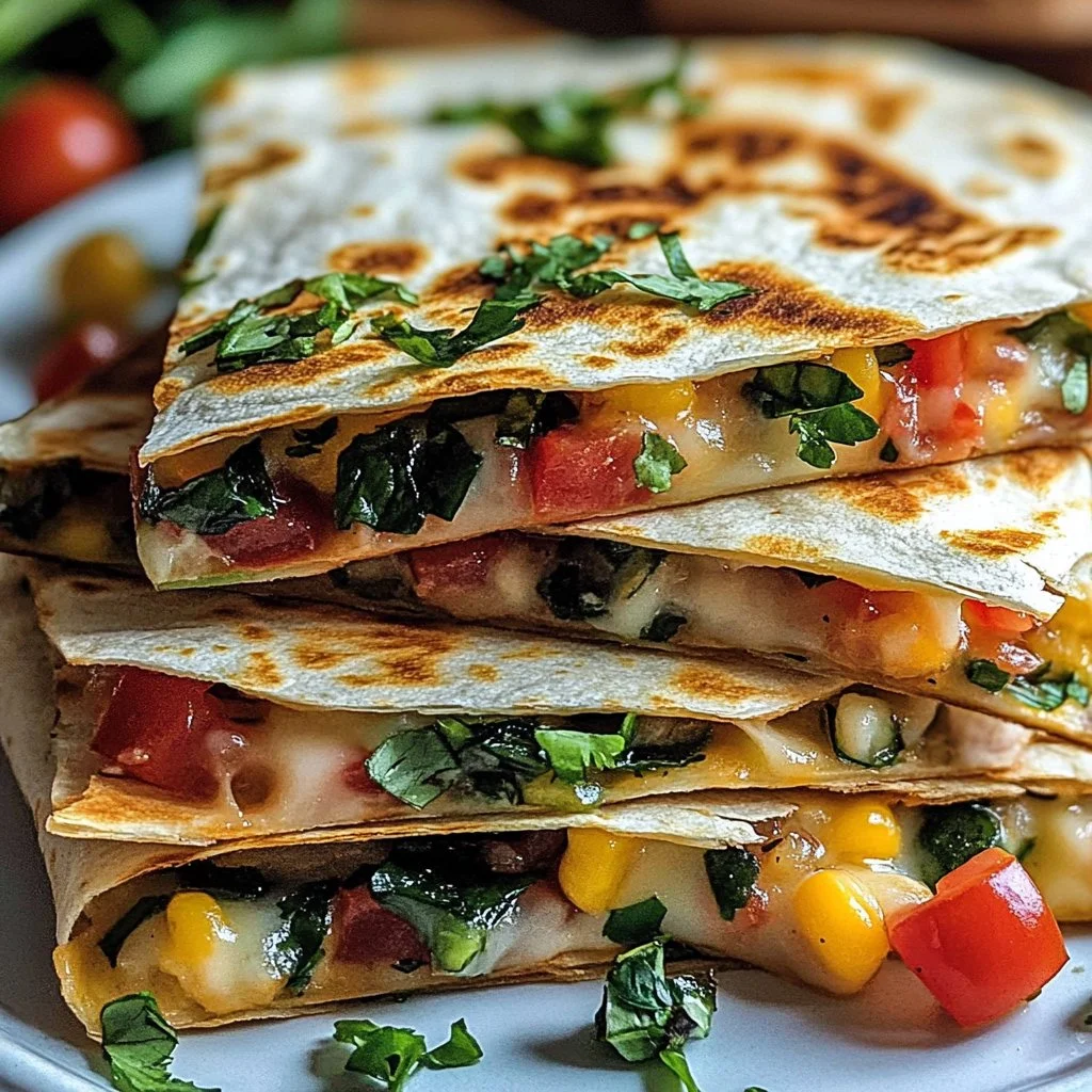 Vibrant Mediterranean Quesadillas filled with fresh ingredients and herbs