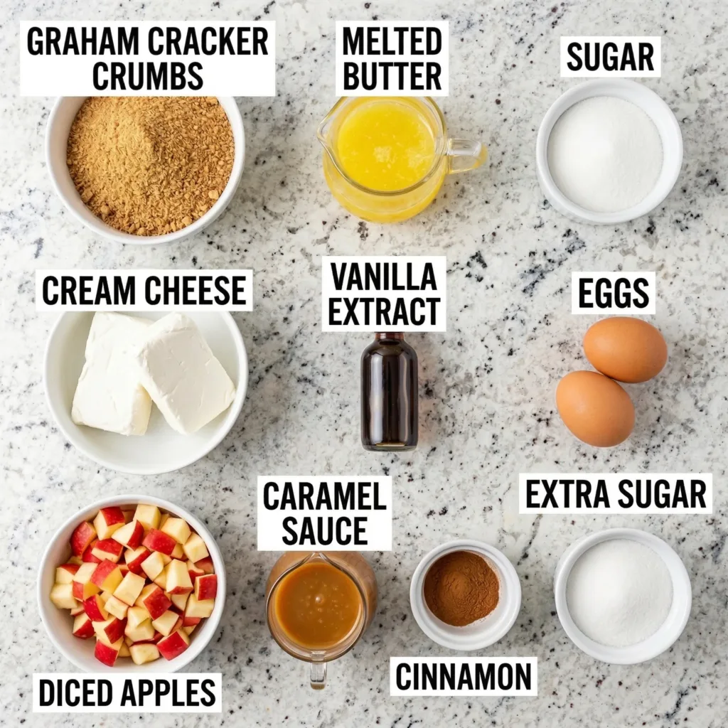 caramel-apple-cheesecake-bars ingredients