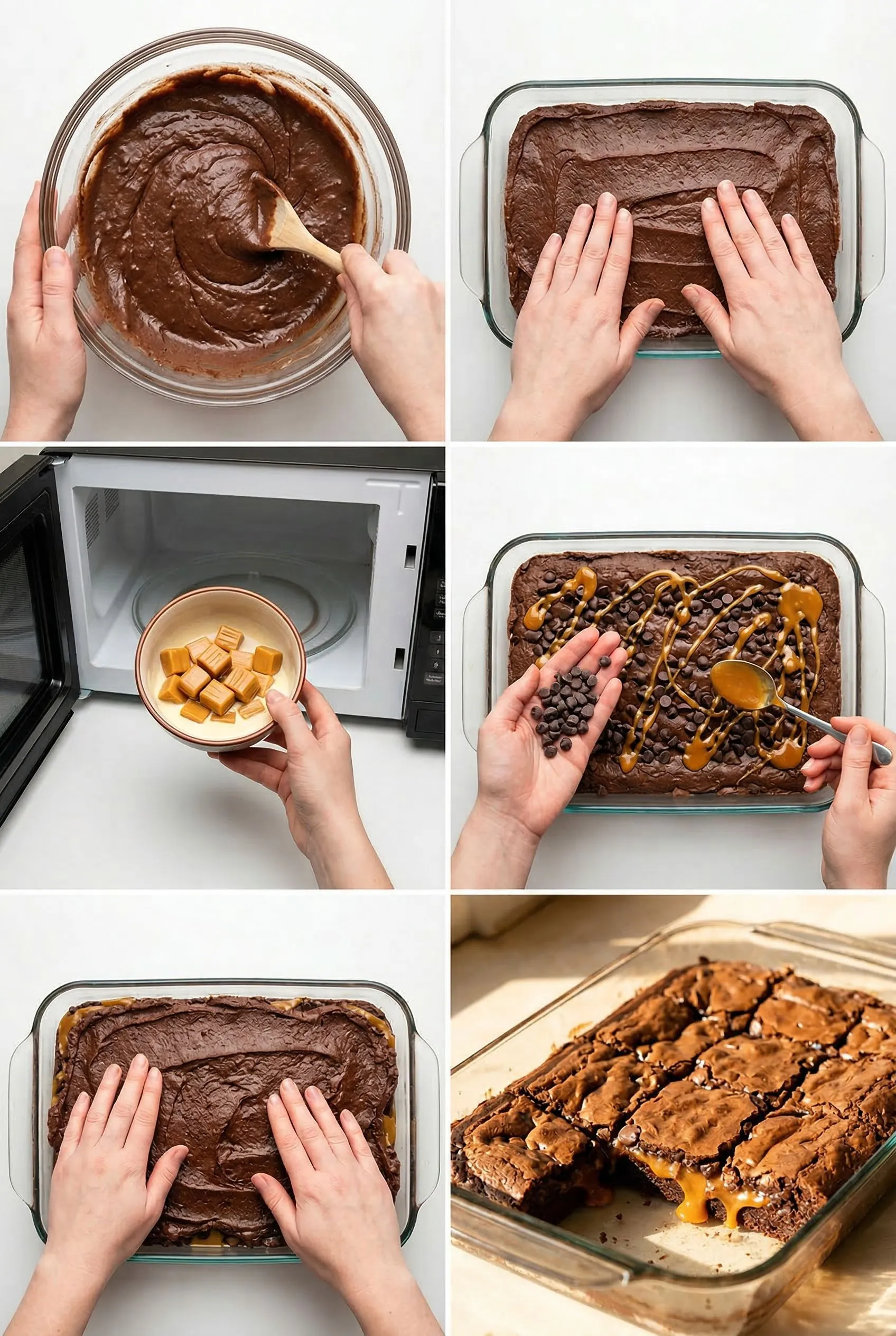 caramel-studded-brownies steps