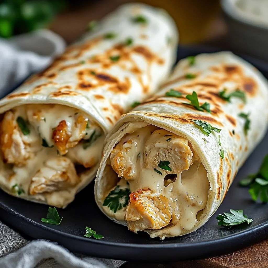 Cheesy Garlic Chicken Wraps