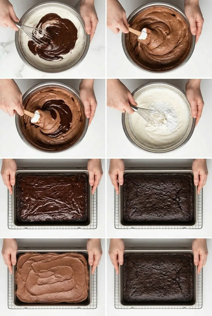 chocolate-mousse-brownies steps