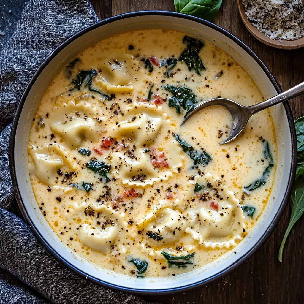 Creamy Tuscan Ravioli Soup