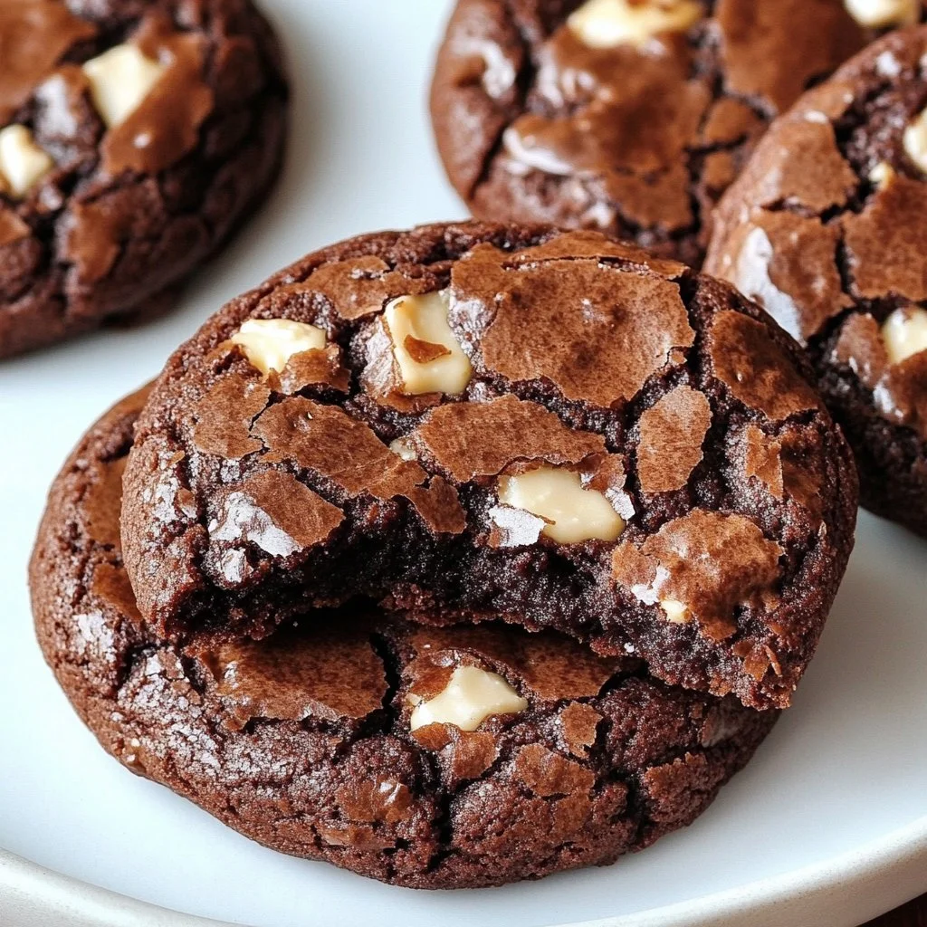 Gourmet brownie cookies fresh out of the oven, showcasing rich chocolate flavor.