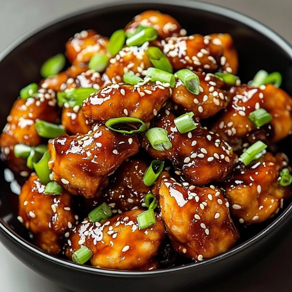 Delicious Korean-Style Chicken Breast garnished with sesame seeds and green onions