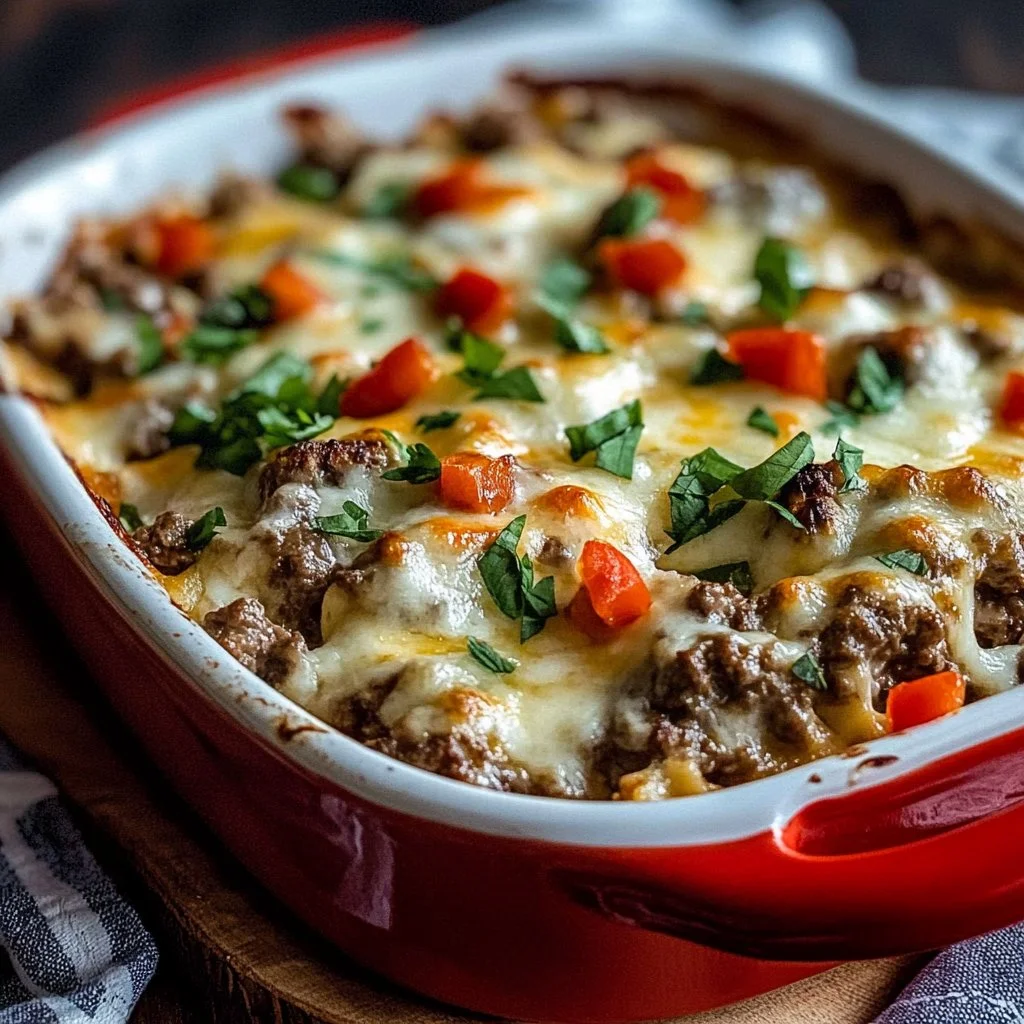 Low Carb Philly Cheesesteak Casserole