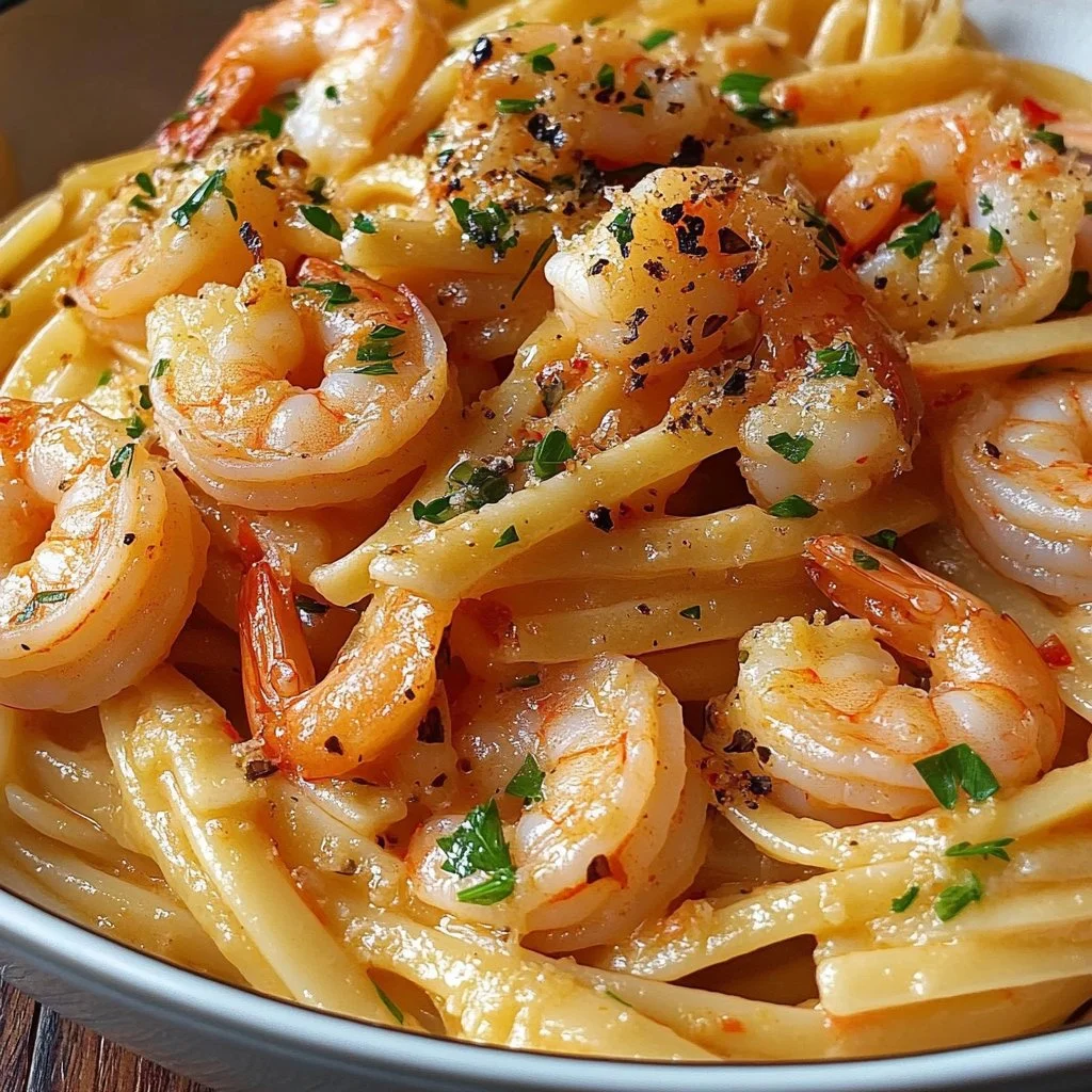 Delicious Marry Me Shrimp Pasta served with a side of garlic bread.