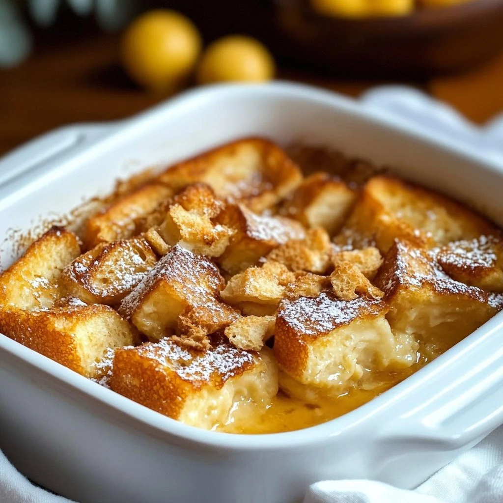 Delicious Overnight French Toast Casserole served with syrup and berries