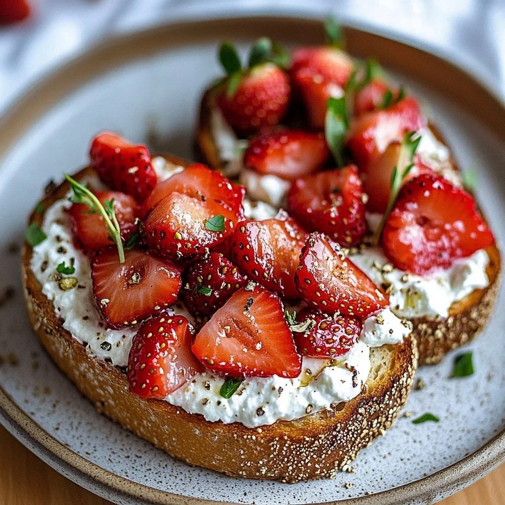 Roasted Strawberry Whipped Ricotta Toast