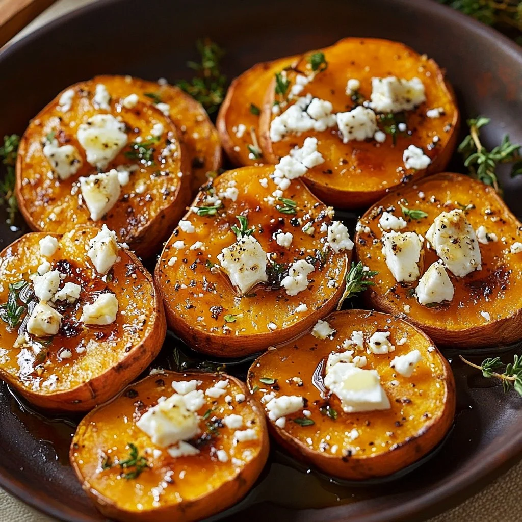 Roasted Sweet Potato Rounds with Honey & Feta