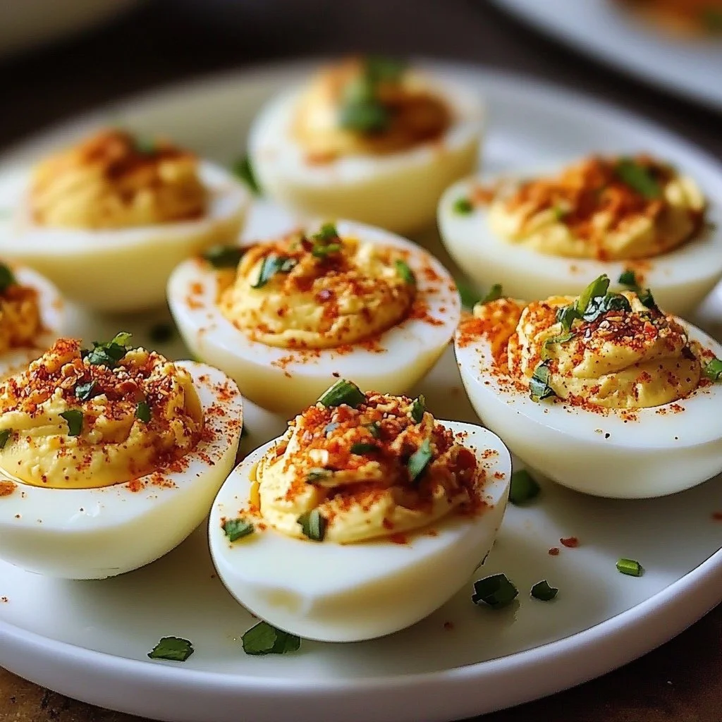 Spicy Chili Garlic Deviled Eggs