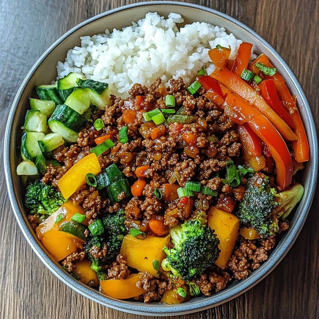 Spicy Ground Beef Veggie Bowl