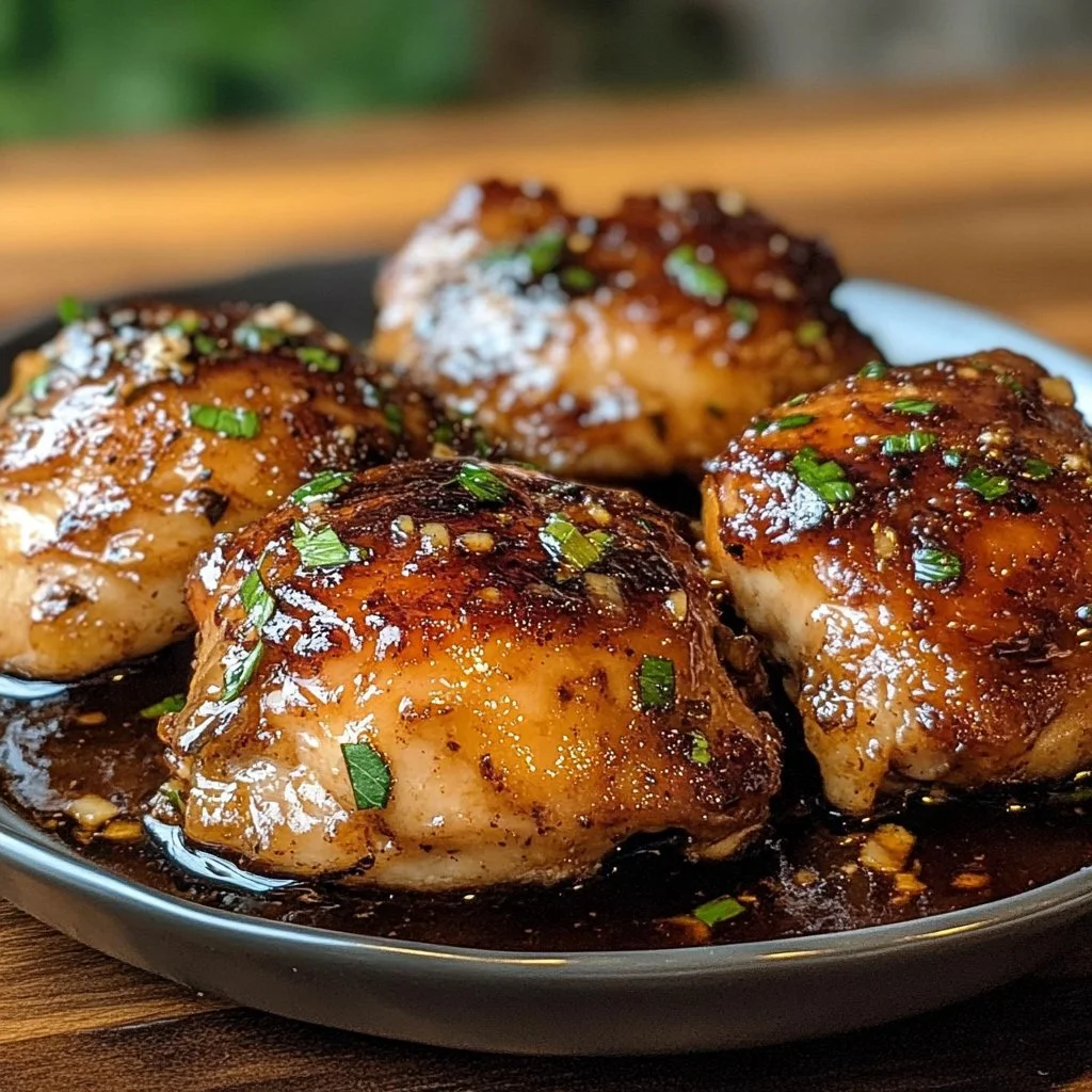 Sticky Brown Sugar Garlic Chicken Thighs