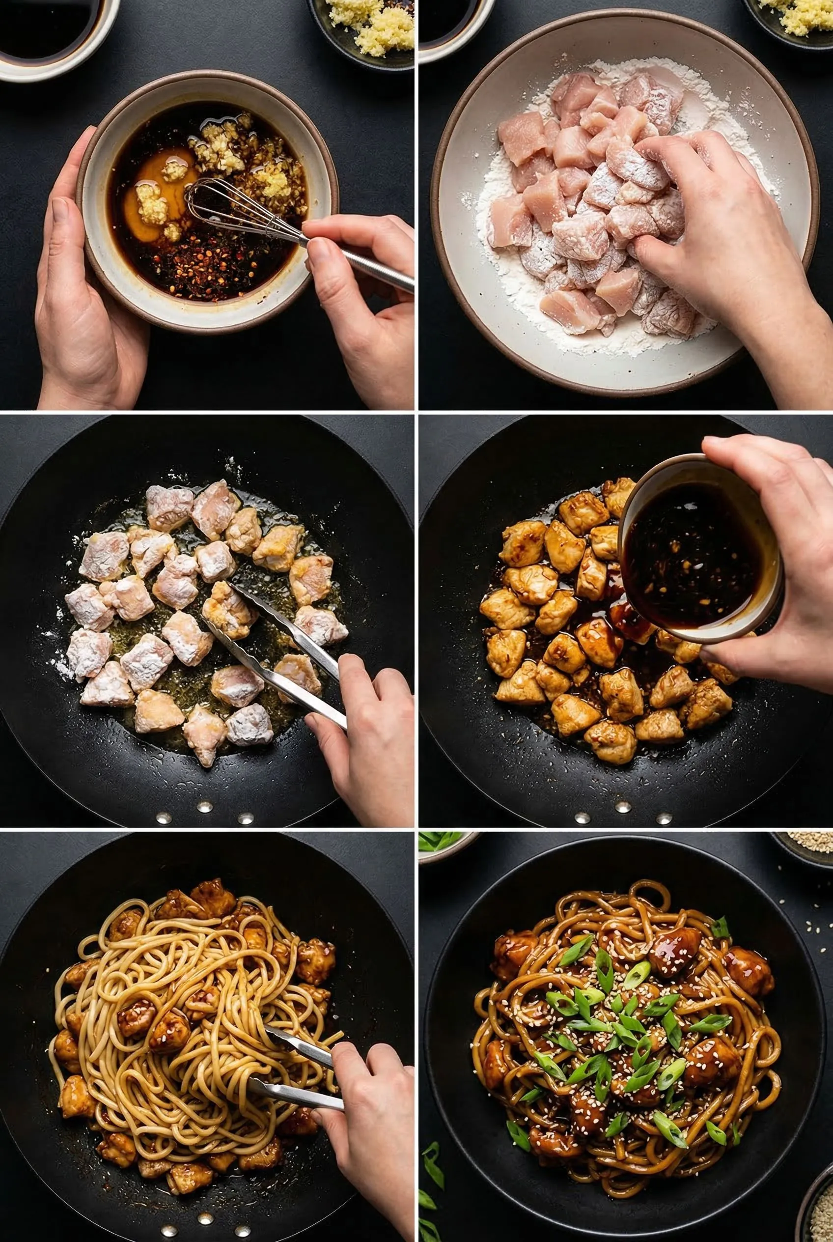 sticky-garlic-chicken-noodles steps