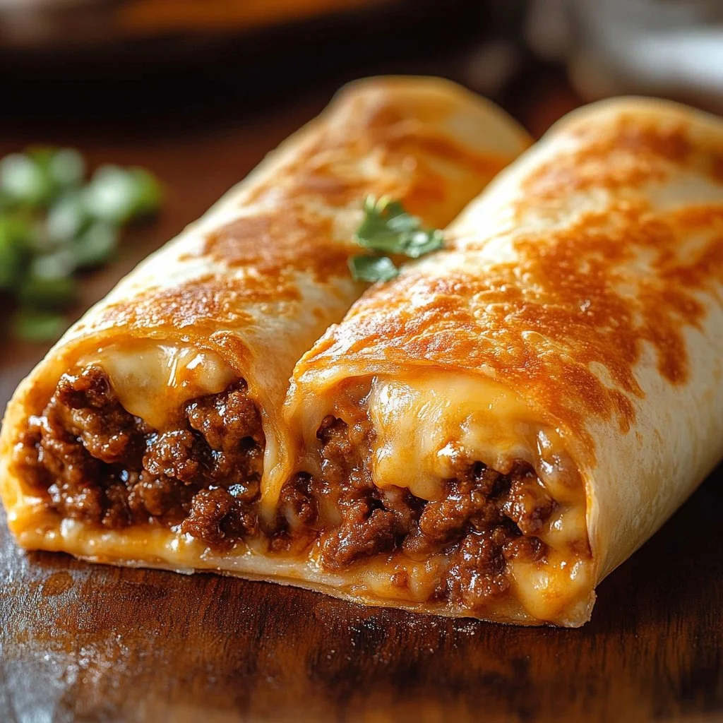 Delicious beef and cheese chimichangas ready to be enjoyed