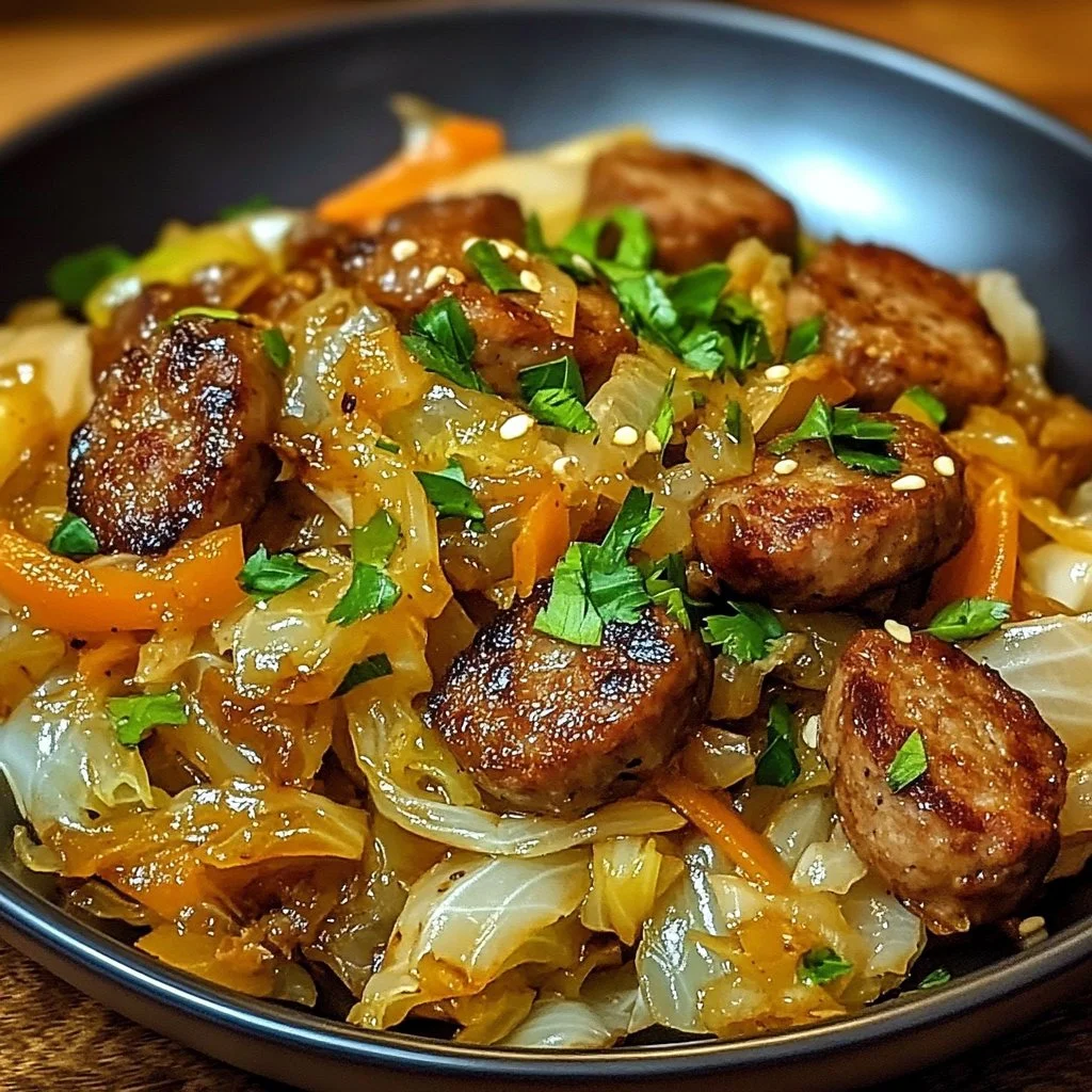 Beef Sausage and Cabbage Stir Fry