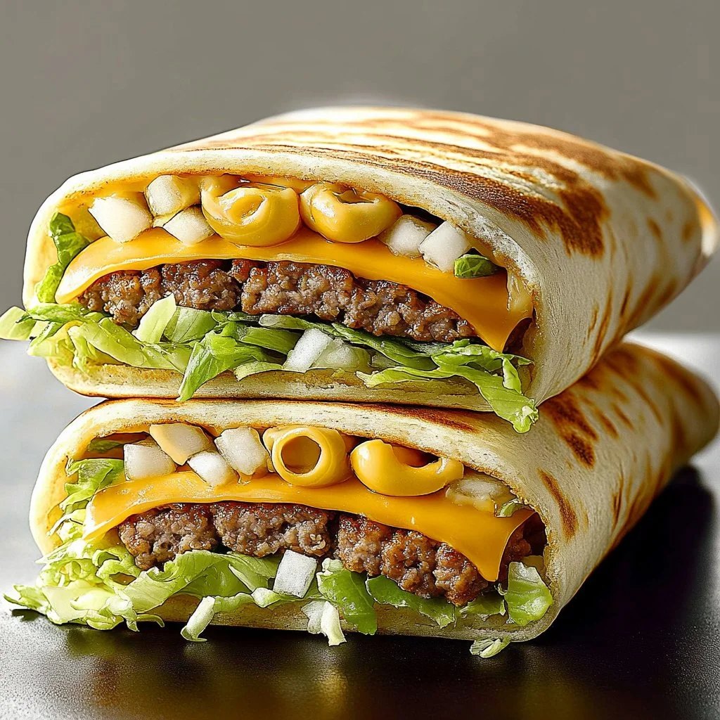 Big Mac Wrap showcasing savory ingredients wrapped in a tortilla.