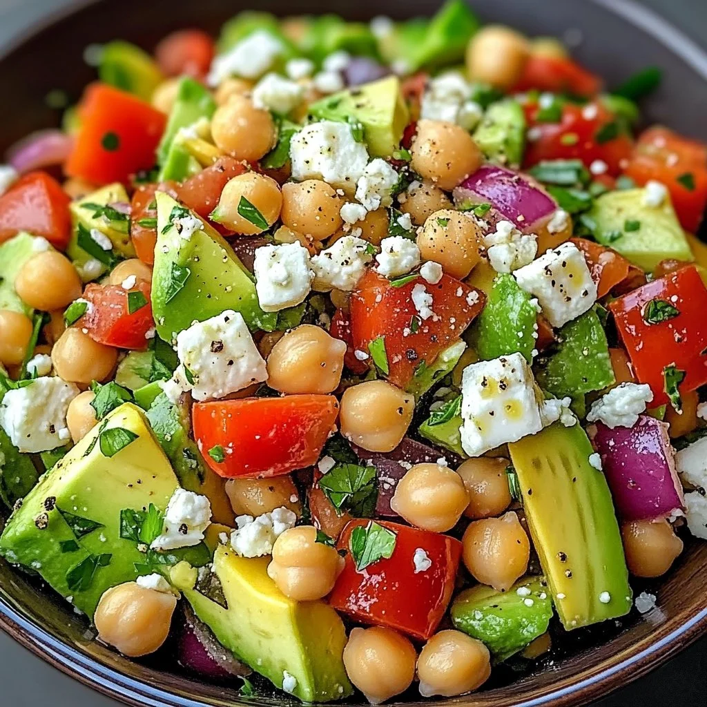 Chickpea Feta Avocado Salad