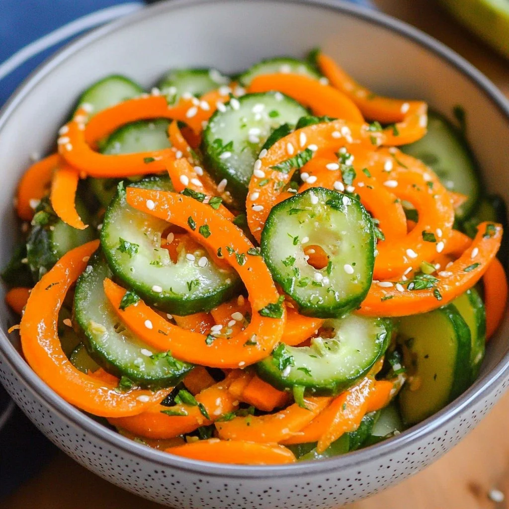 Cucumber Carrot Salad with fresh vegetables in a bowl