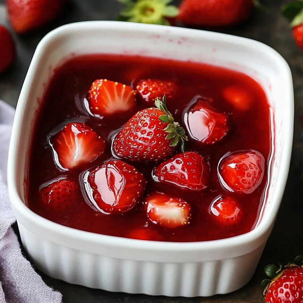Homemade easy strawberry topping for desserts and pancakes