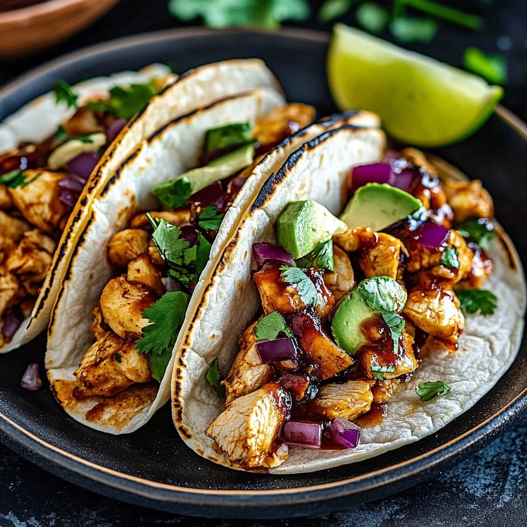 Garlic Butter Honey BBQ Chicken Tacos