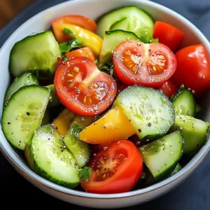 Healthy avocado salad with tomatoes and cucumbers in a bowl