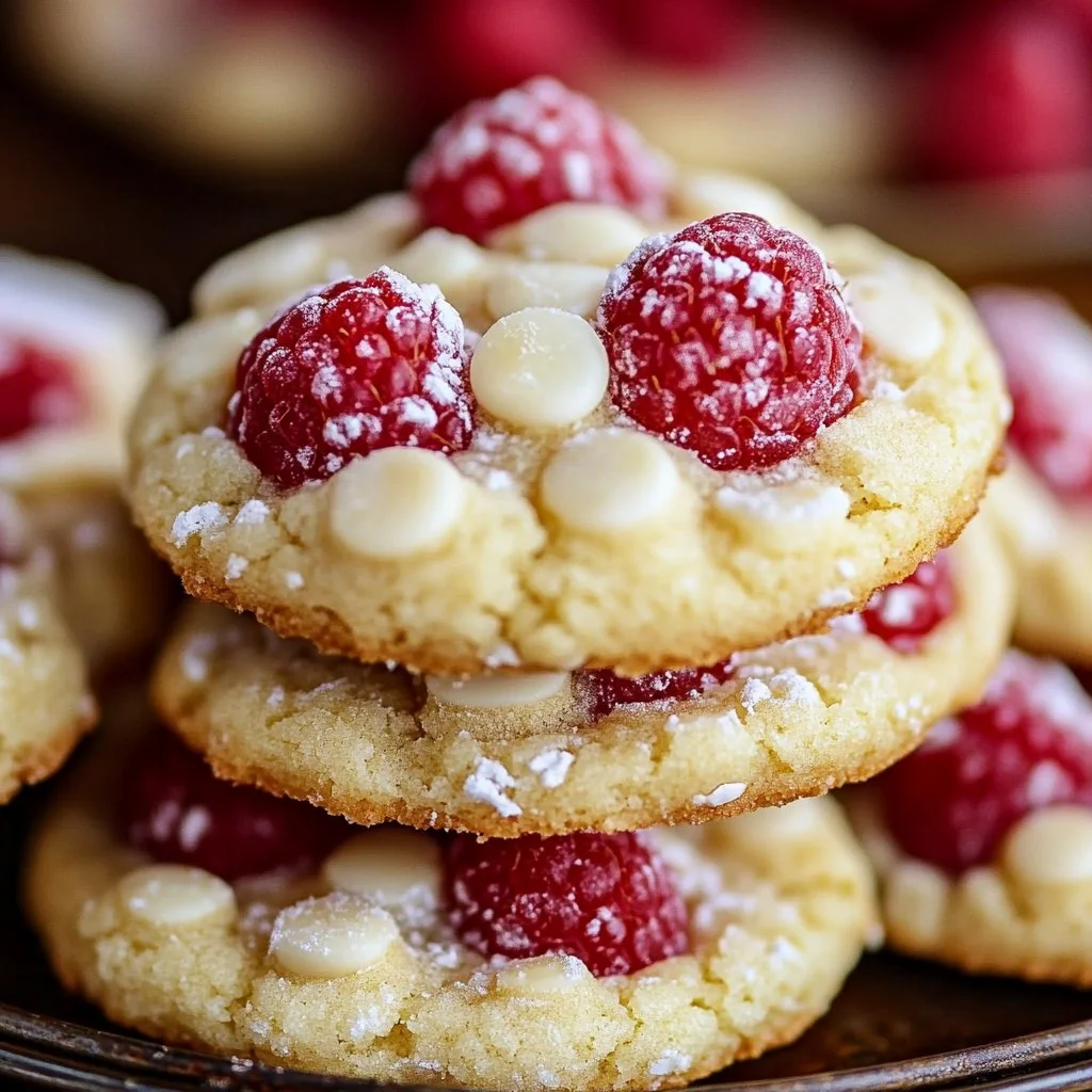 Freshly baked lemon raspberry cookies on a cooling rack.