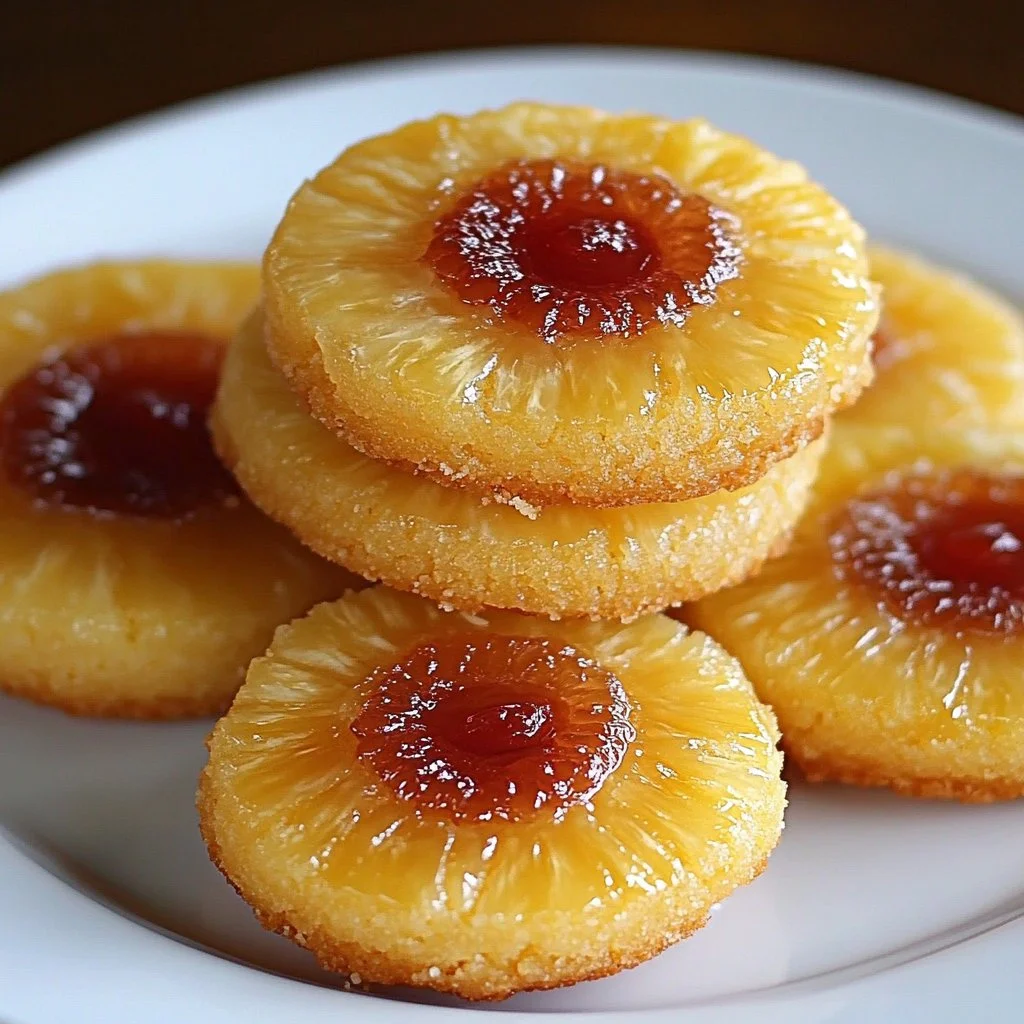 Delicious Pineapple Upside Down Cookies on a plate for dessert